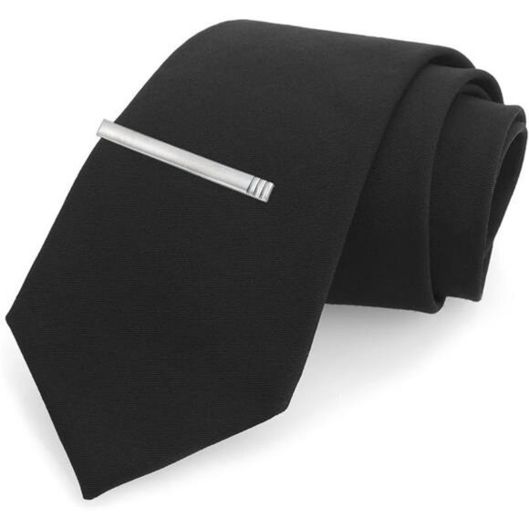 Mens Silver Tie Clip Set 4 Pack Metal Tie Bars Formal Business Wedding Gift - Picture 4 of 7